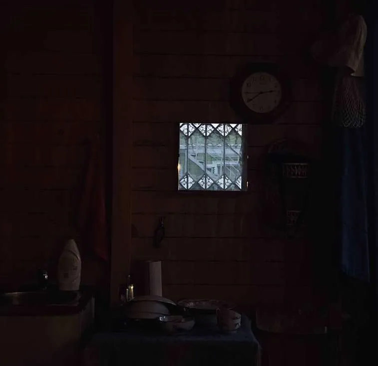 Window and objects in found dacha space